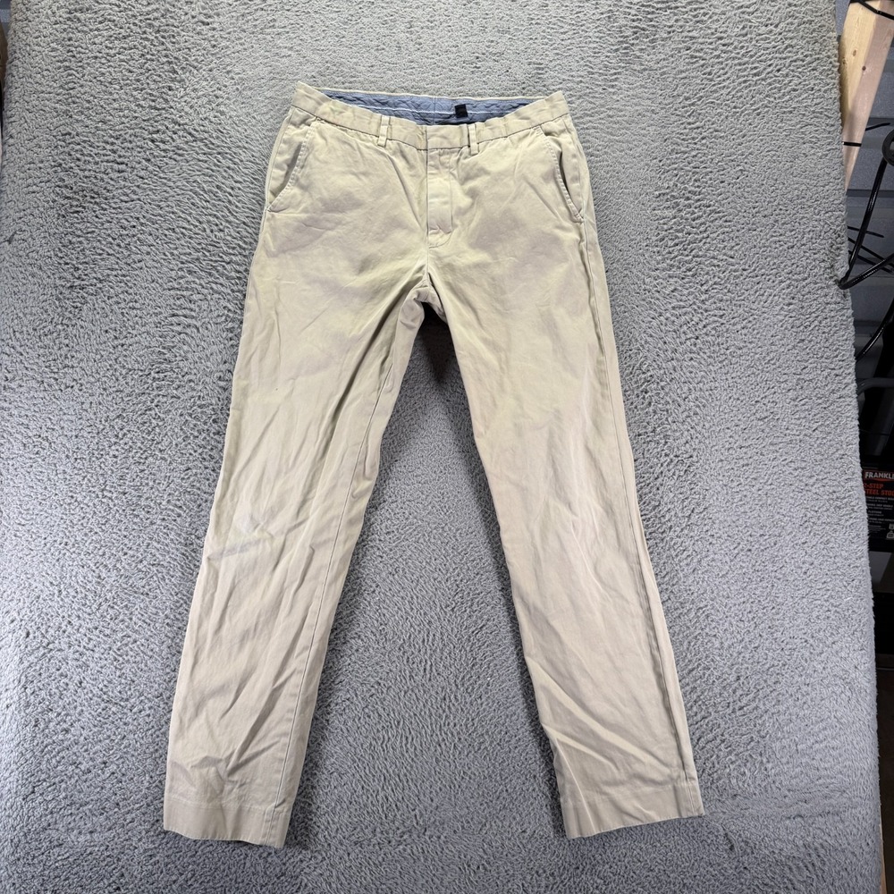J.Crew Pant Men 33x32 Beige Cotton Chino Straight Classic Preppy Business Career